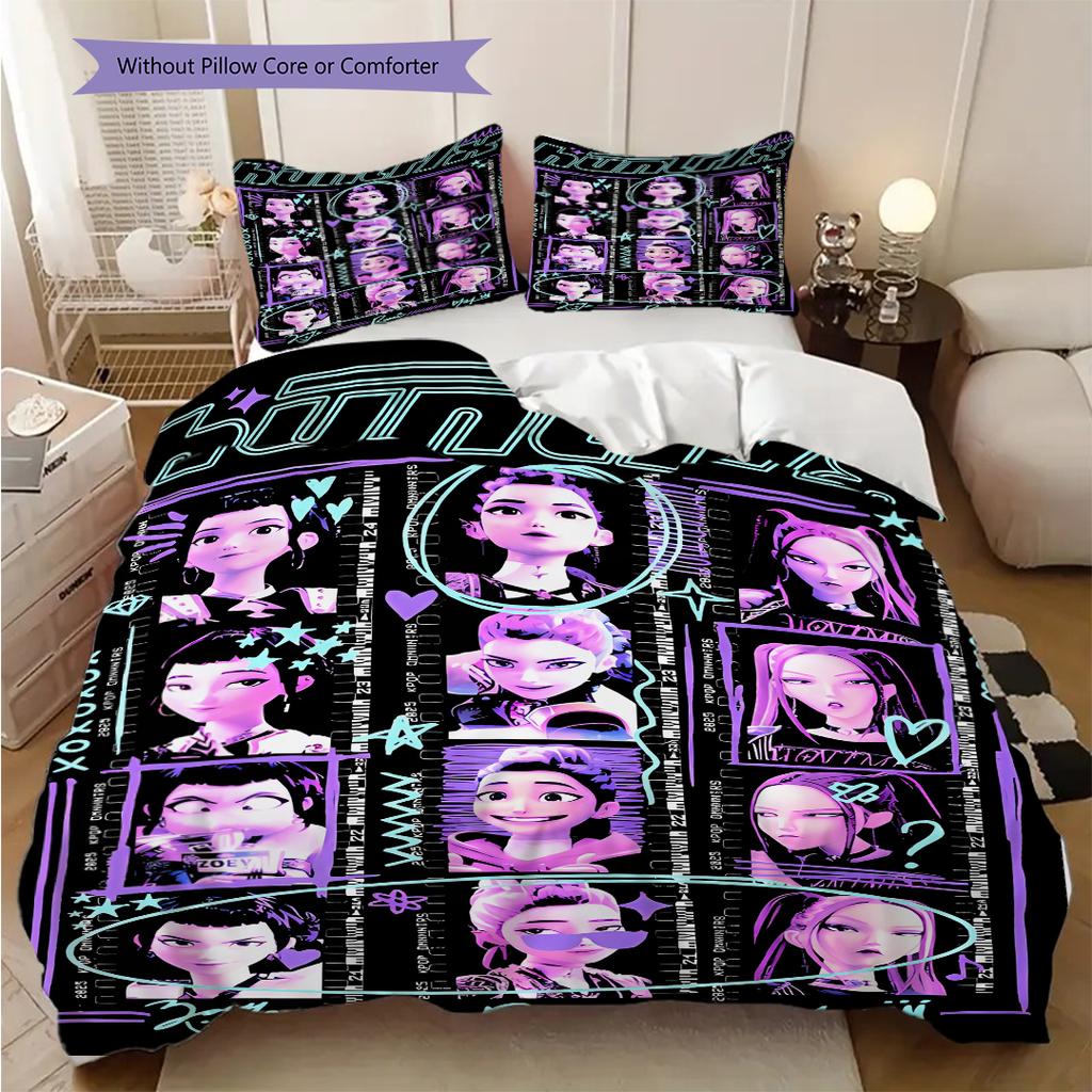 K-Pop Themed Poster Bedding, Duvet Cover, Pillowcase, Home Decoration, Birthday Gift (1 * Duvet Cover+2 * Pillowcase, Coreless)