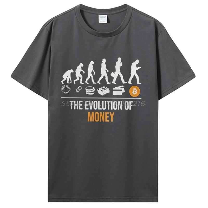 Bitcoin Evolution Of Money Cryptocurrency Tops T-shirt Satoshi Nakamoto Vintage Tees Cotton Tshirt Men's Clothing Oversized