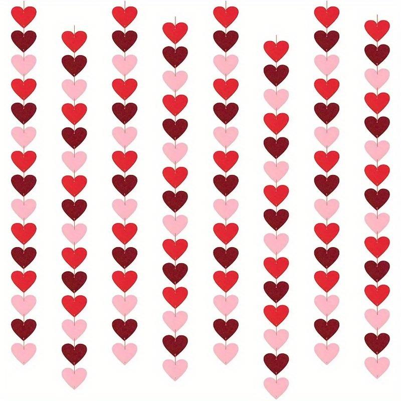 3pcs Valentines Day Red Heart Banner Garland Bunting Love Heart Paper Banner Valentines Day Decoration Party Banner String