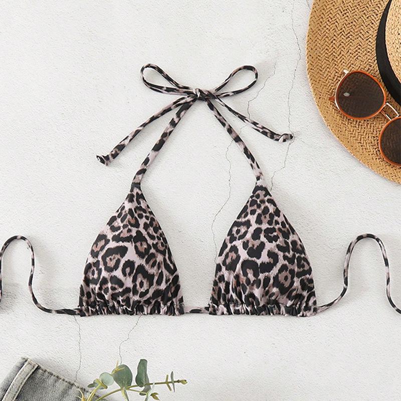 European & American Lace-Up Halter Bikini Top - Women's Beach & Hot Spring Swimwear 2025
