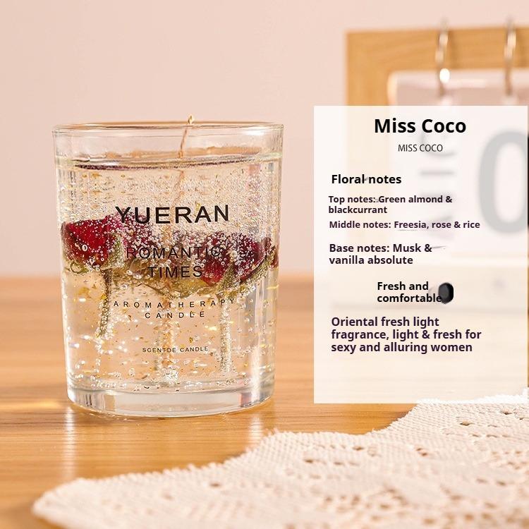 Real Flower Jelly Scented Candle Floral Candle Glass Bedroom Fragrance Ornament Gift