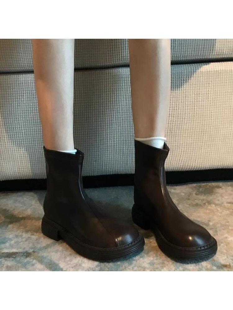 

Мода 2024 Новая Зимняя Мода Женские Теплые Однотонные Короткие Ботинки на Толстой Подошве 40 коричневый