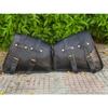 Combo Pack Of 3 Real Black Leather Motorcycle Saddle Bags 3 Side Pouch Panniers