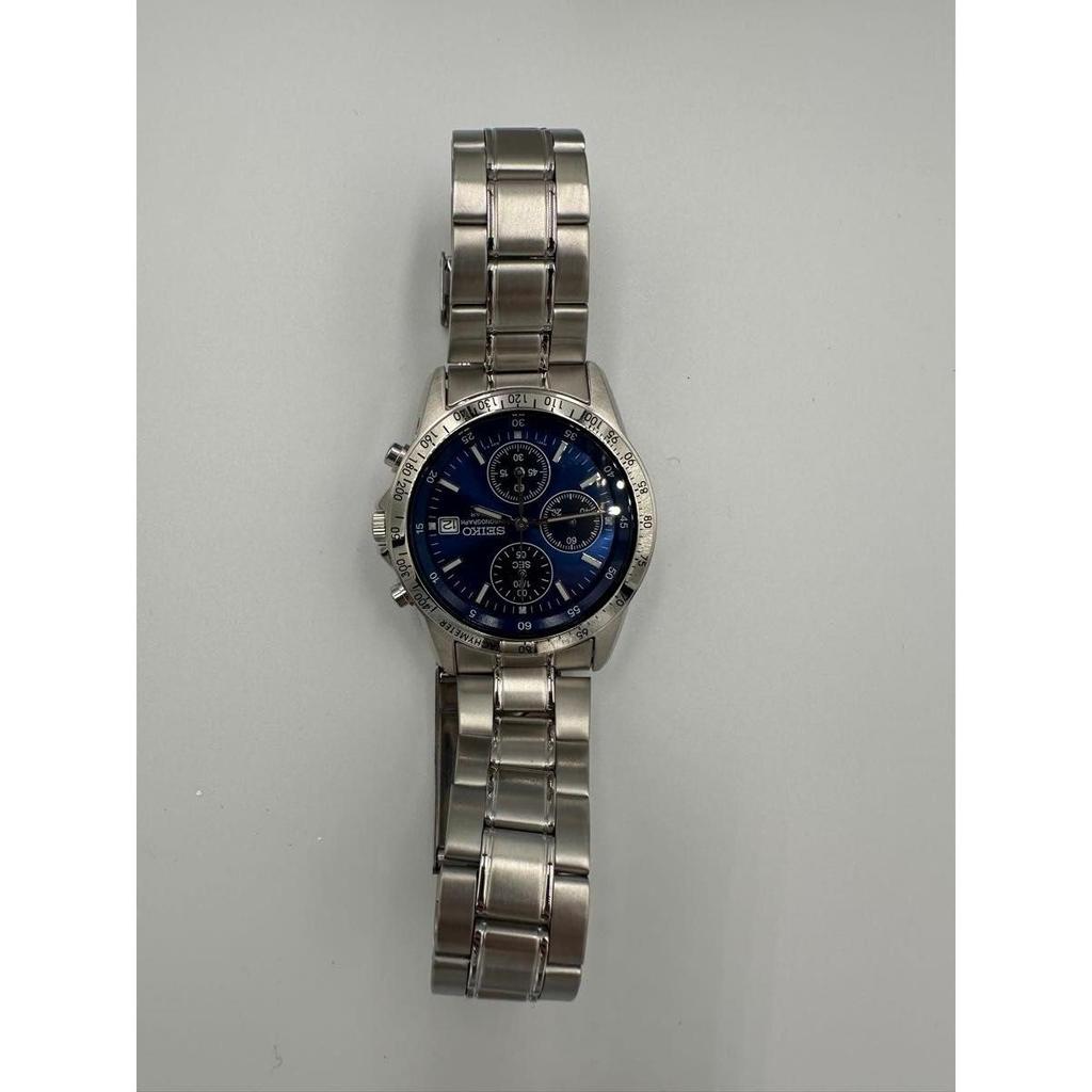 Used Excellent Condition SEIKO Chronograph Watch Blue Dial 7T92-0DW0 With Box
