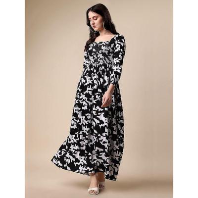 Women's Floral Printed Crepe Full Length Dress