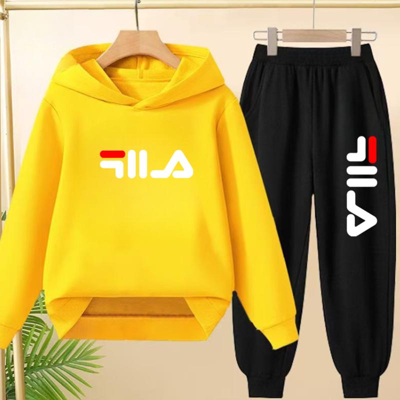 Children's Pullover Pink Coat Hoodie Sweatshirt Top + Pants Boys Girls Toddler 3-12Yrs Clothes Casual Sports Jogging Fashion Set