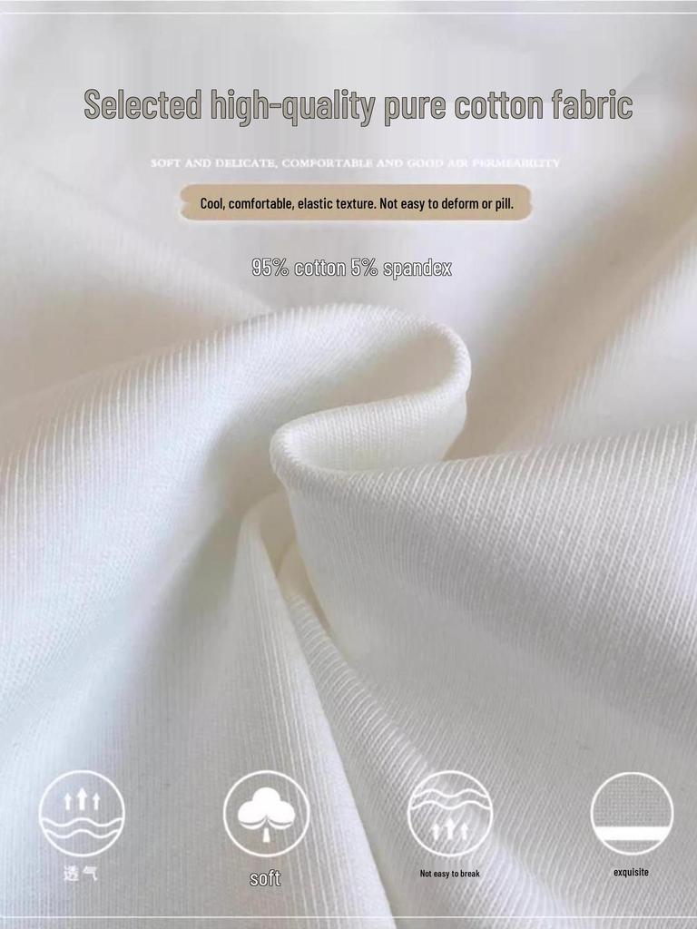 Women's Slim-Fit Pure White Cotton Round Neck Short-Sleeve T-Shirt for Spring/Summer