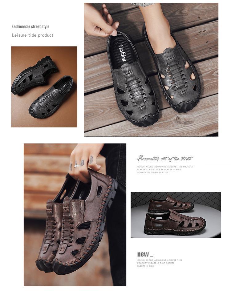 Men's Outdoor Non-Slip Sandals, Large Size 47-48, Wide Toe Cap, Wear-Resistant Casual Beach Shoes for Summer