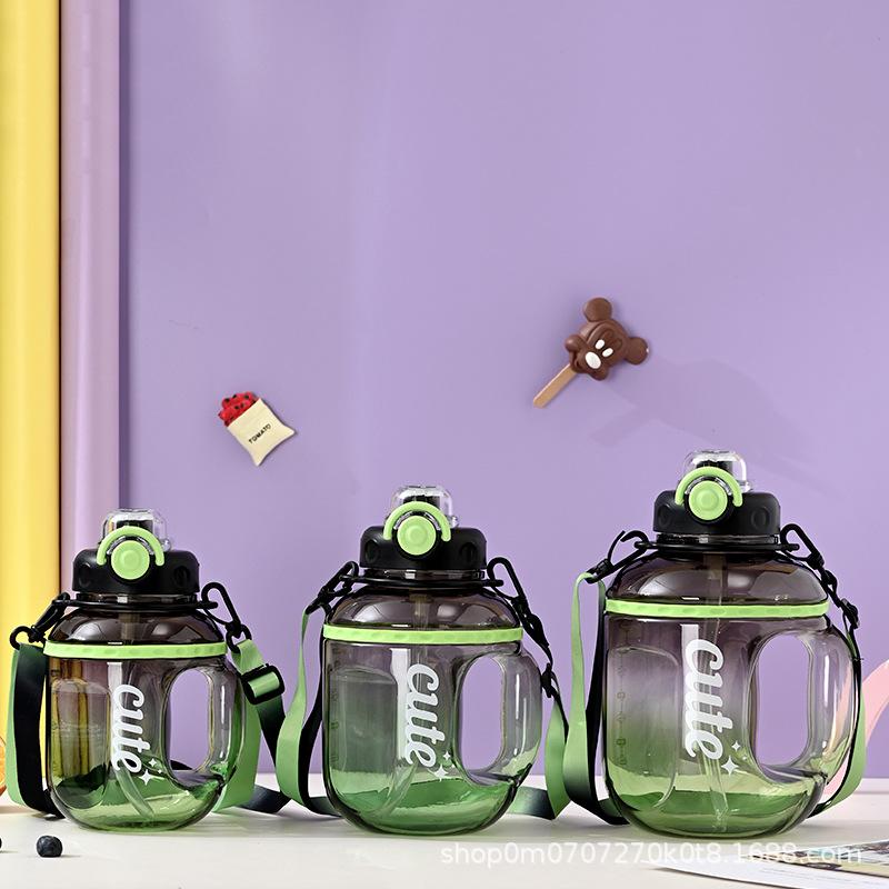 Water bottle gradual change color water cup large capacity ton bucket fitness sports straw cup men and women kettle straw cup large capacity