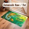 Underwater Fish Theme Soft Crystal Velvet Rug Custom Name & Text Print Non Slip Floor Rug for Bedroom Living Room