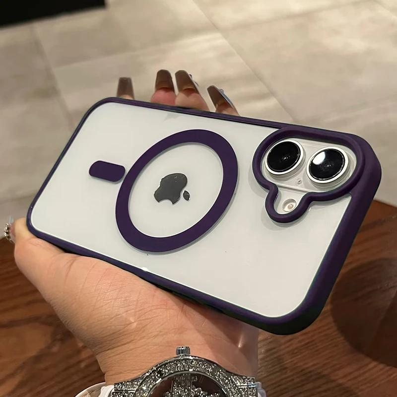 

Роскошный акриловый магнитный прозрачный чехол для телефона для iPhone 16 15 14 13 12 11 Pro Max 16 Plus Magsafe для беспроводной зарядки, жесткая задняя крышка For iPhone 15 Plus