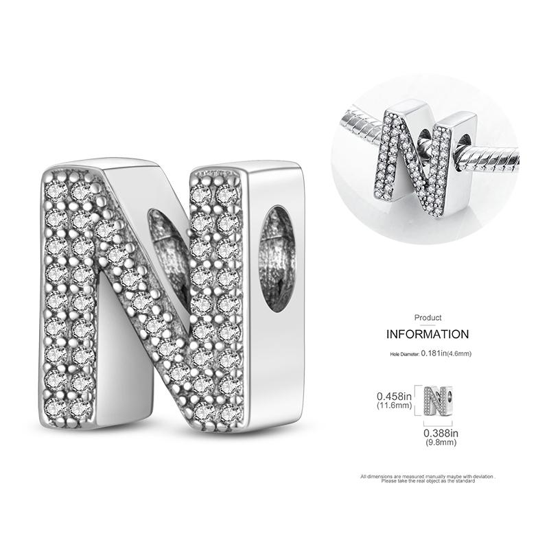 26 A-Z Alphabetperlen Kupfer Liebesbrief-Anhänger Passend für Original 3mm Damenarmband Armreif Cz Zirkonperle DIY Schmuck Geschenk