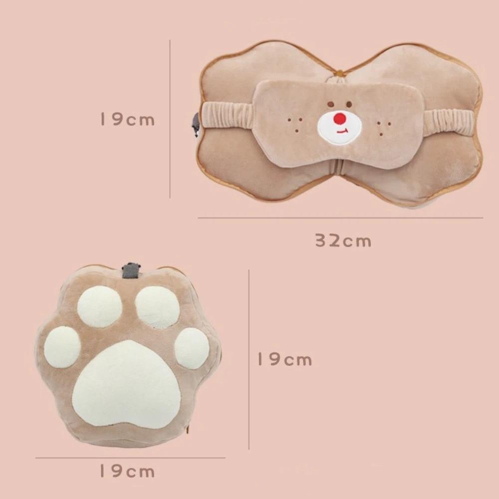 Cuscino da Collo Creativo 2 in 1 Portatile Cartone Animato Copriocchi da Viaggio Maschera da Sonno Multifunzionale in Velluto Ufficio