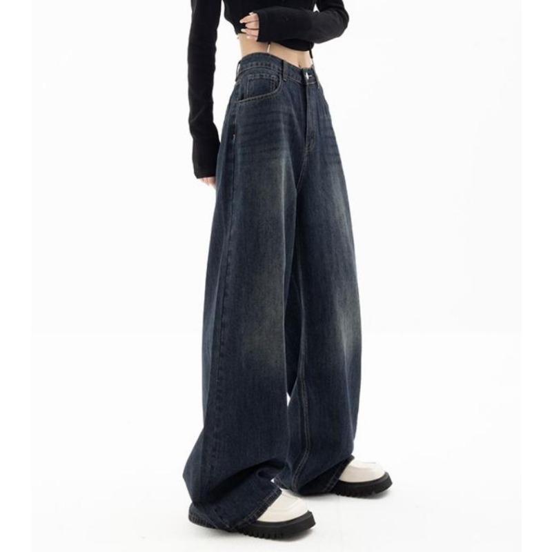 Vintage Women Wide Leg Jeans Harajuku Baggy Denim Trousers Oversized Grunge Streetwear Autumn Pants