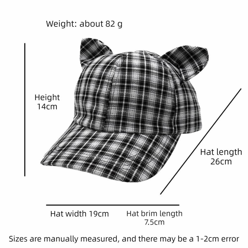 Breathable Cat's Ears Baseball Cap Cute Design Sweet Style Cat Ear Bow Baseball Cap Retro Fashion Cartoon Pattern