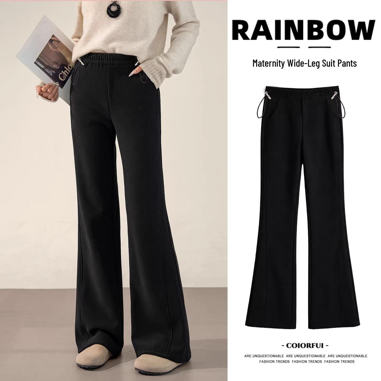

Maternity Micro-Flare Nine-Point Pants with Drawstring - Casual Slimming Wide-Leg Pants for Spring/Autumn, No Tightness on Belly XXXL [77.5-85kg]