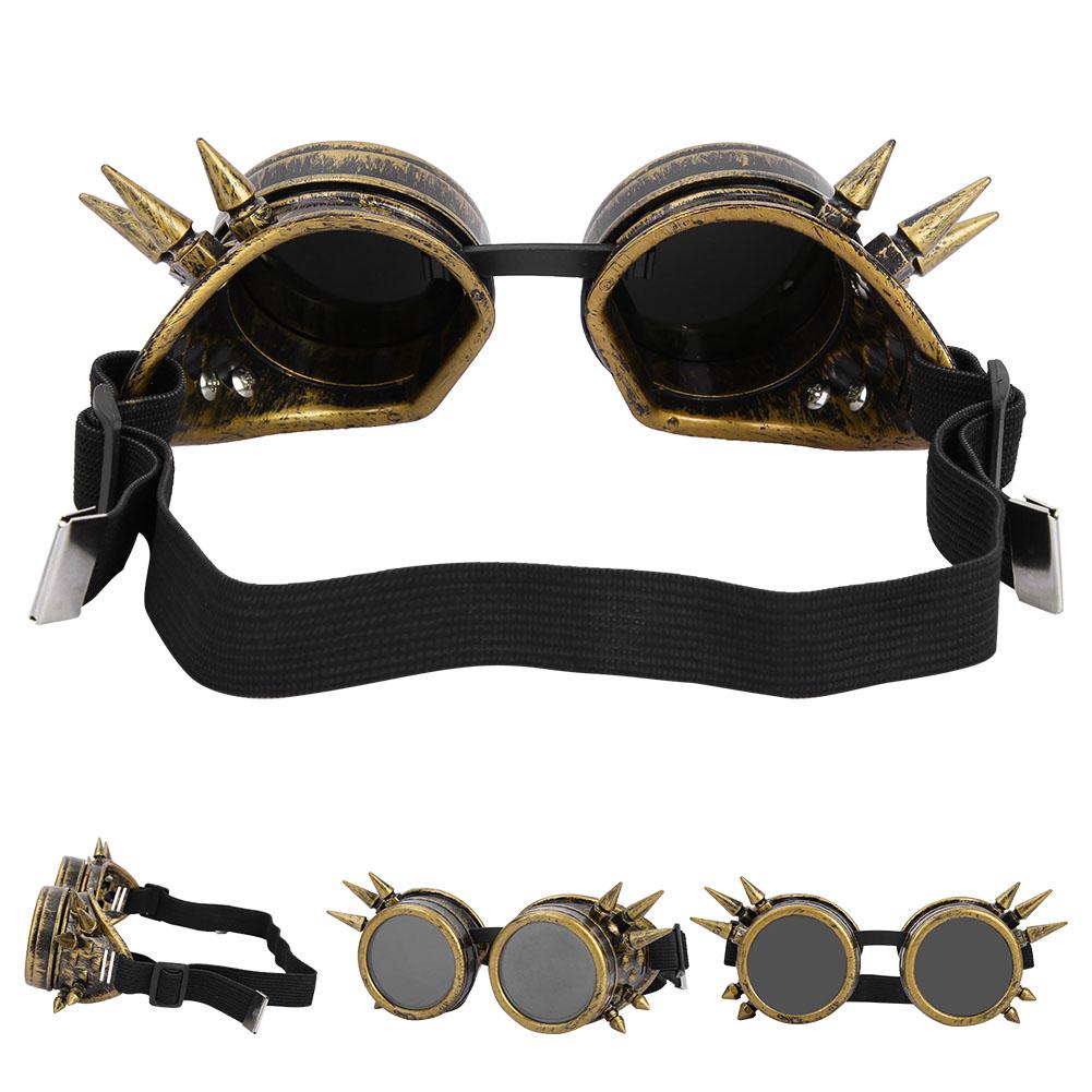 Vintage Spiked Steampunk Goggles Cosplay Glasses Double Layer Windproof (bronze)