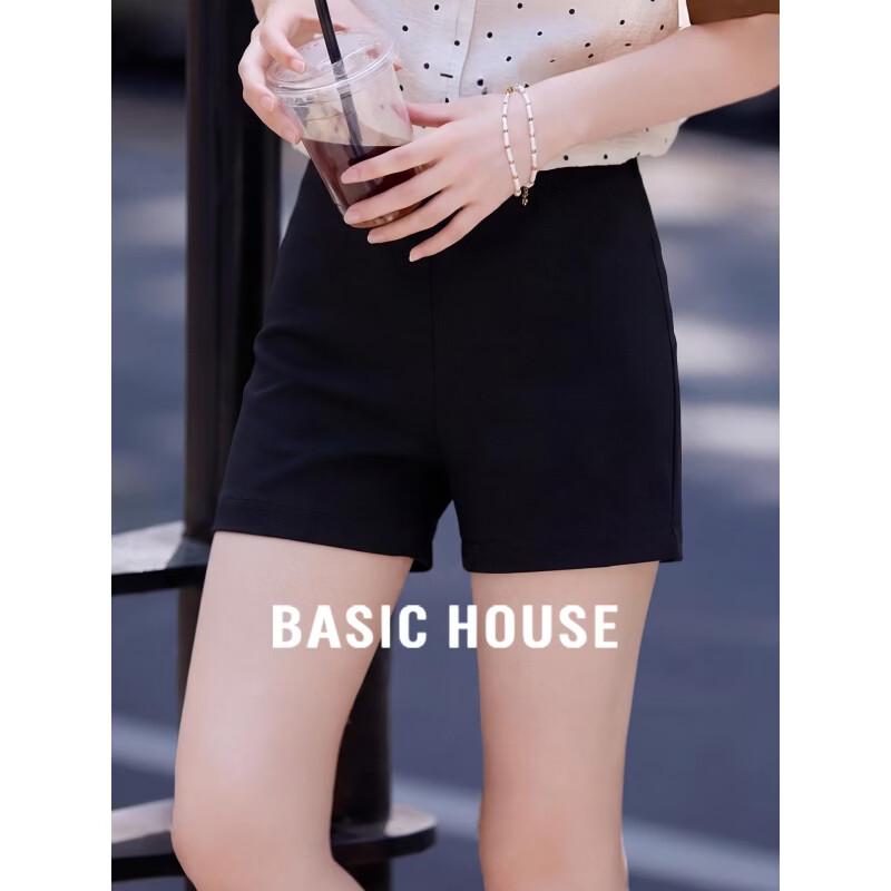 Basic House Women s Elastic High-Waist A-Line Shorts XS