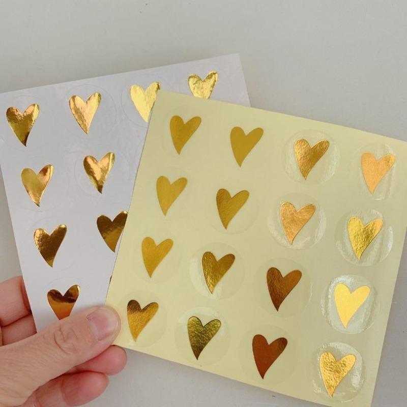 160pcs 10sheets Round Gold Heart Adhesive Stickers Cute Sealing Label Stickers for Birthday Cards Envelope Gift Decoration