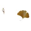 Artistic Resin Girl Figurine And Wrought Iron Ginkgo Leaves Abstract Wall Sculpture for Office