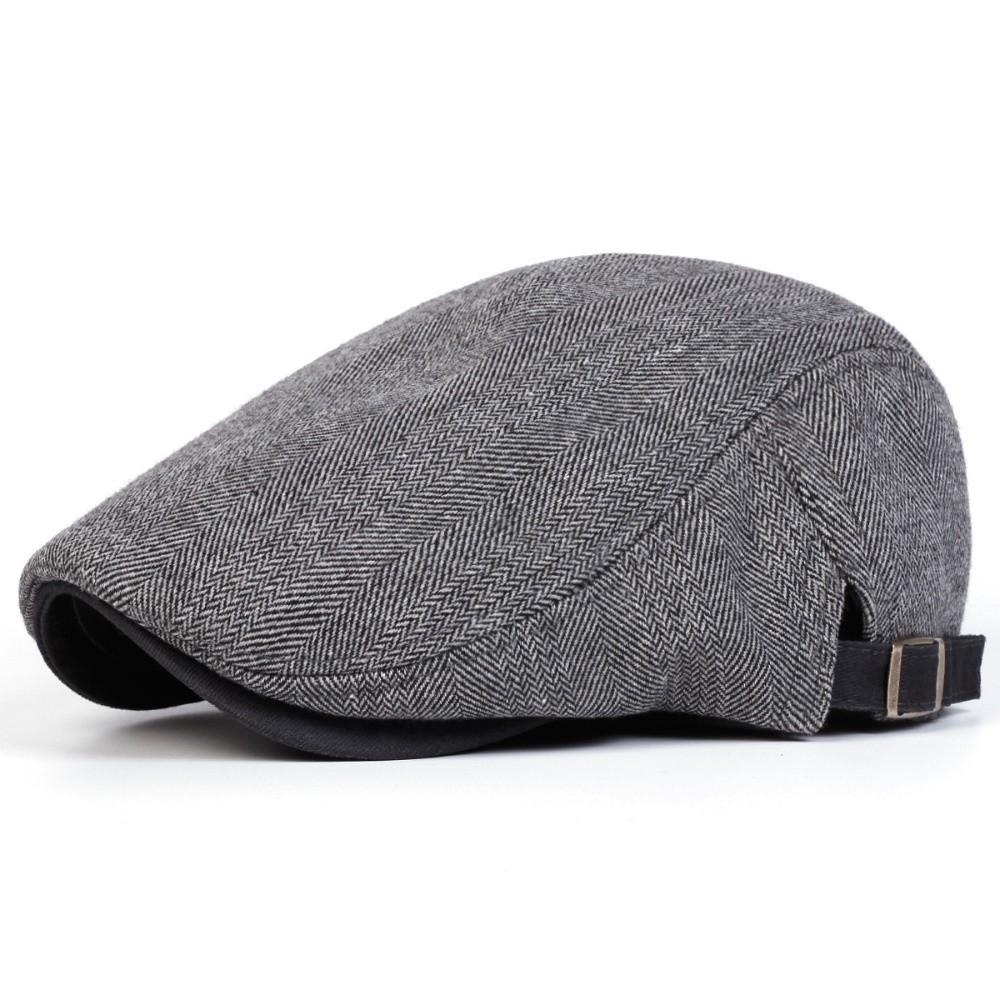 Retro Adjustable Newsboy Caps Grid Design Herringbone Pattern Berets British Style Painters Hats Men Fashion