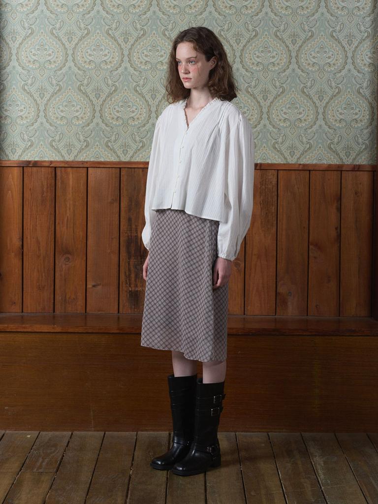 Boleusa Rune Check Skirt_Beige