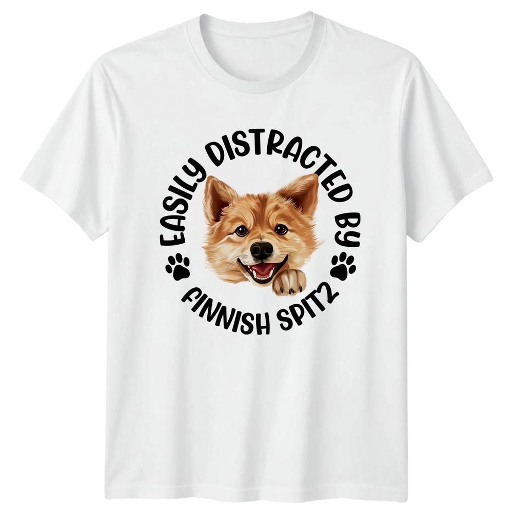 Easily Distracted By Finnish Spitz Dogs Unisexs TShirt Unisexs Tee Graphic Unisex S