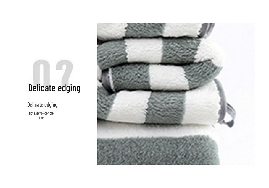 Quick-Dry Coral Fleece Striped Bath Towel - Soft, Absorbent, Large for Couples