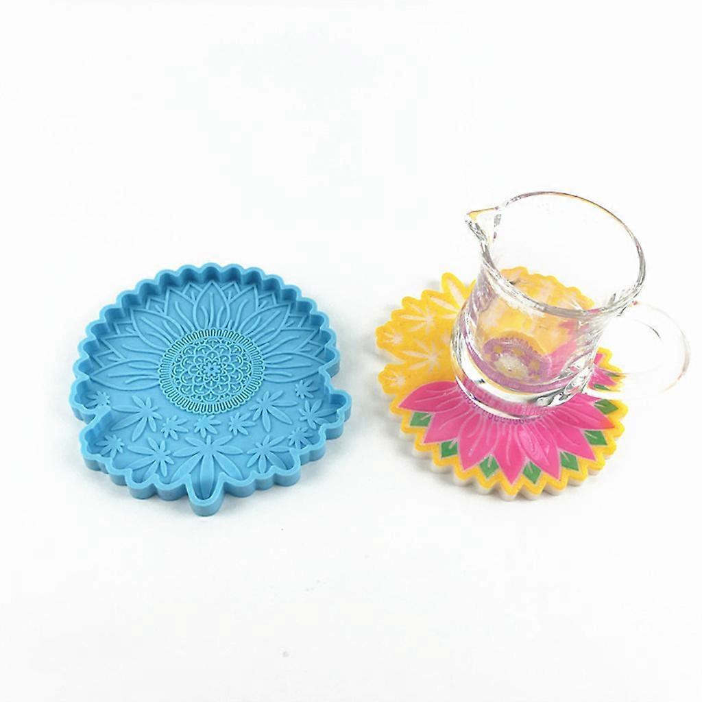 DIY Sunflower Maple Leaf Coaster Epoxy Resin Mold Coaster Holder Silicone Mould