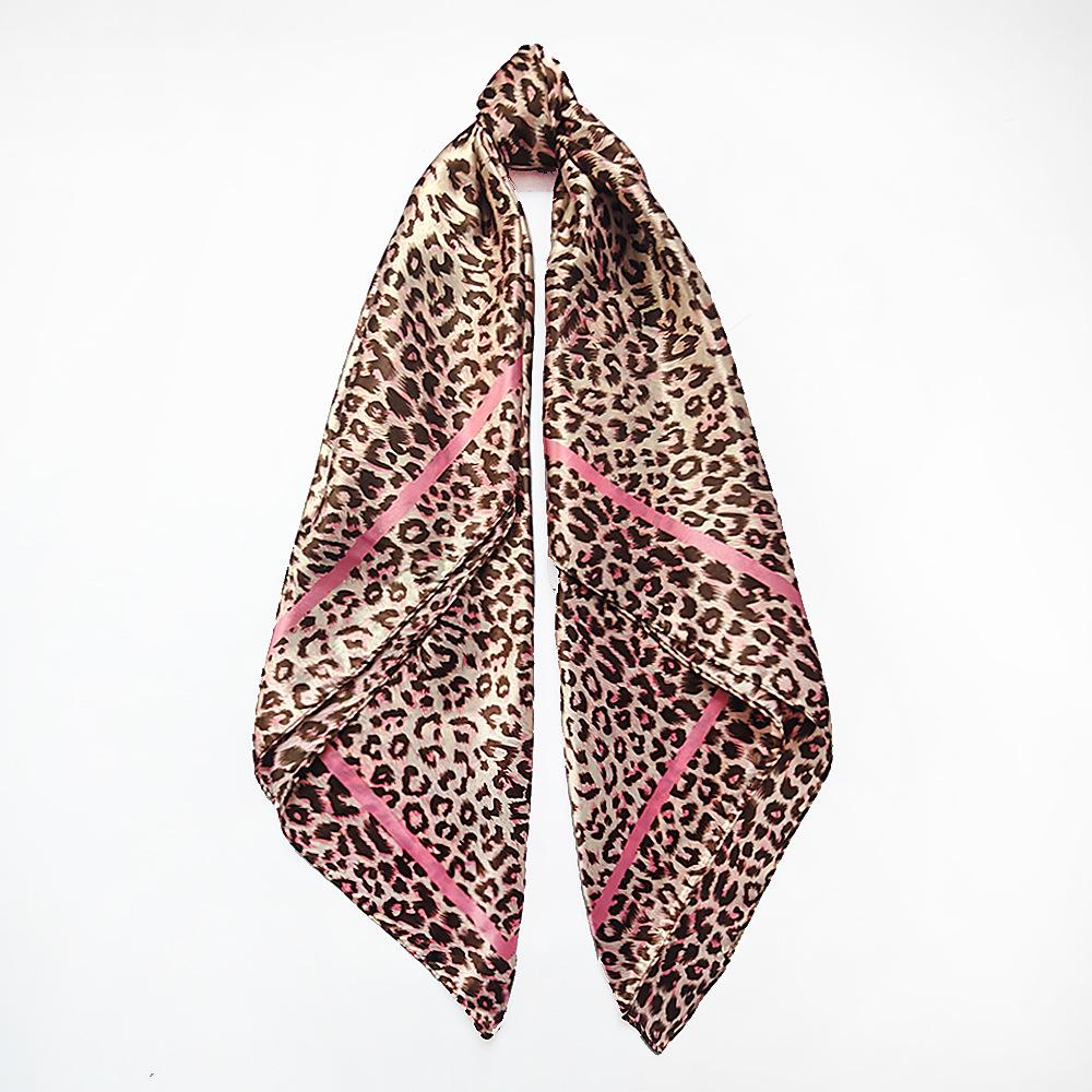 Leopard Print 90cm Silk Headscarf for Women - Versatile European & American Style with Paisley Design