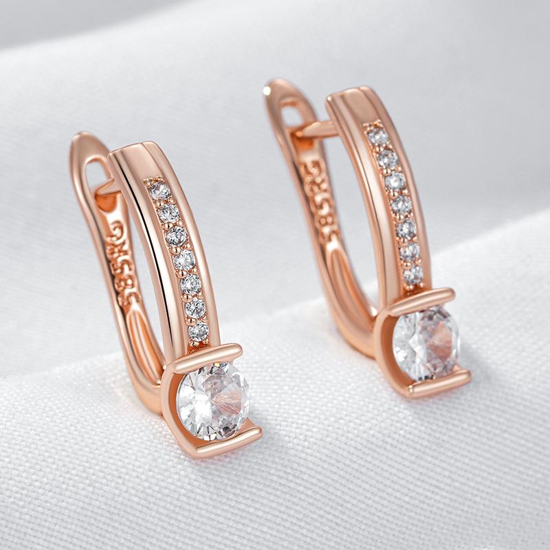 Shiny White Natural Zircon English Earrings For Women Luxury  Rose Gold Color Wedding Accessories Fine Jewelry