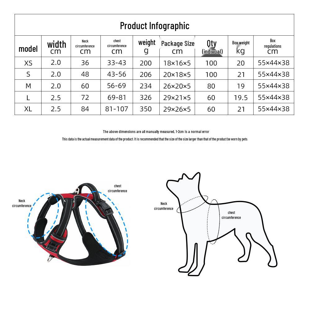 Explosion-Proof Reflective Dog Harness for Medium & Large Dogs - Breathable Oxford Cloth Vest with Leash