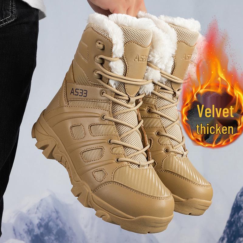 Men's Fleece-Lined Mid-Calf Snow Boots – Thick Sole for Winter Hiking