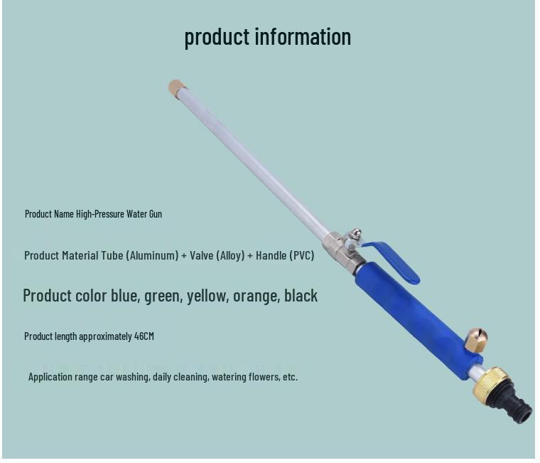 High-Pressure Copper Nozzle Water Gun with Extended Rod for Car Wash and Garden Watering