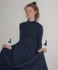 Salon De Yon Line Point High Neck Dress_ Navy