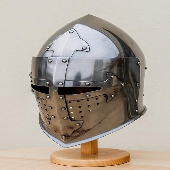 Crusader Knight Helmet: 18 Gauge Steel Medieval Templar Armor Cosplay, LARP