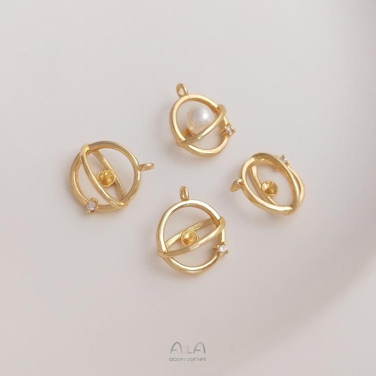 14K Gold-Filled Crystal Pearl Bezel Pendant for DIY Necklace or Bracelet