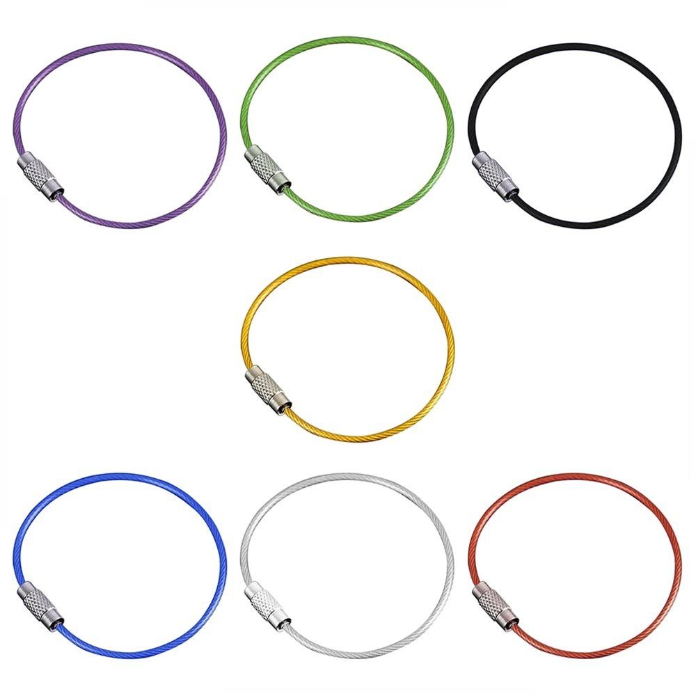 50 Pcs 15cm Stainless Steel Wire Keychain Rope Multicolor Versatile Stainless Steel Wire Keychain Loop
