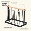 Space-saving Cup Rack Iron Drying with Wood Handle & Drip Tray Baby Bottle Hygienic Dryer Holder Space-Saving Countertop Organizer for Mugs