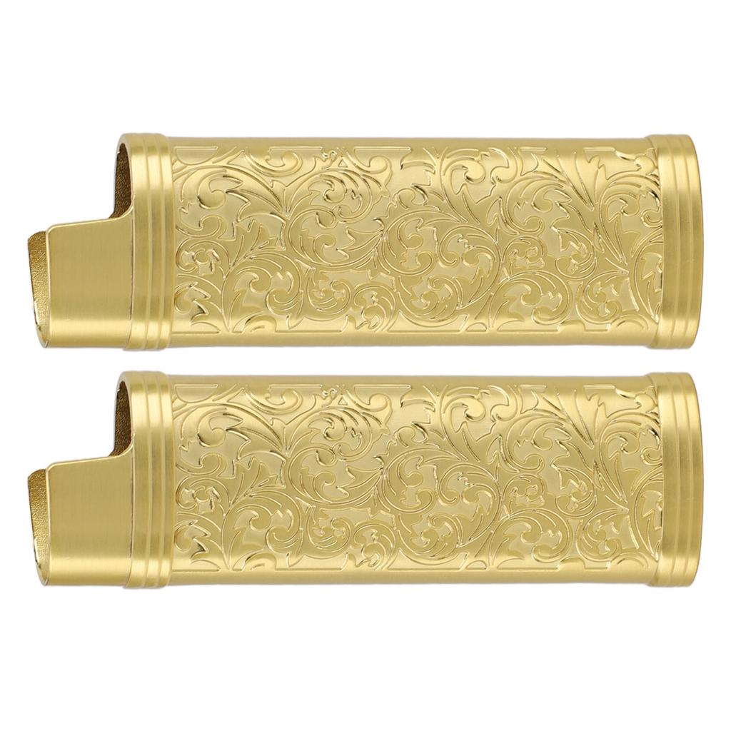 2PCS Lighter Case Cover Vintage Style Floral Stamped Zinc Alloy Shell for Lighter Protection