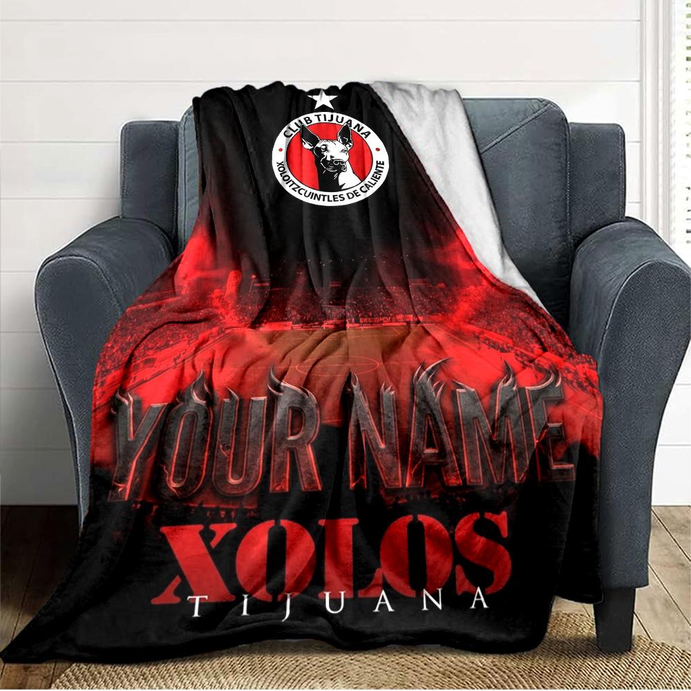 Name Custom Club Tijuana Logo Print Flannel Blanket High Quality Warm Comfortable Cover for All Seasons Perfect for Gifts Home Decor