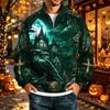 Men's Halloween Print Raglan Sweatshirt Loose Fit Stand Collar Casual Top