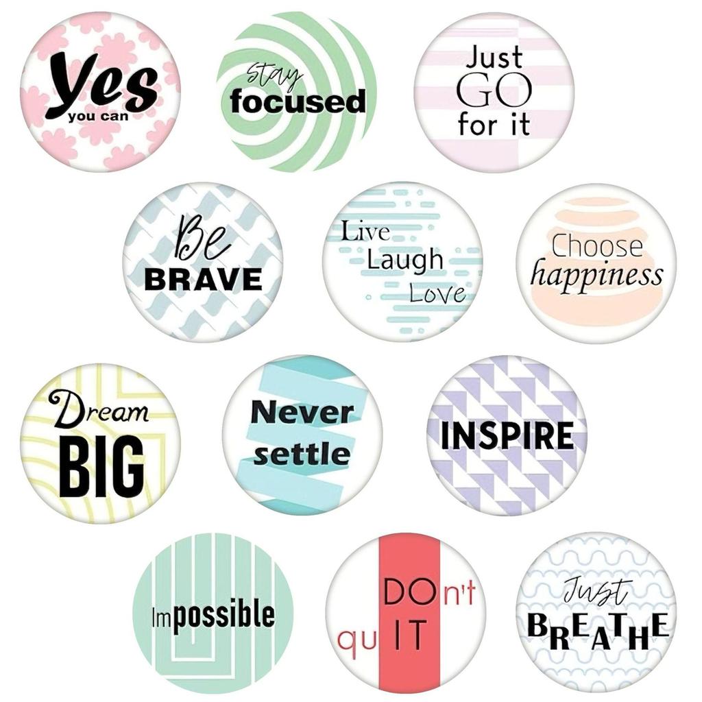 Simple Geometric Texture Inspirational Text Glass Magnet for Home Décor