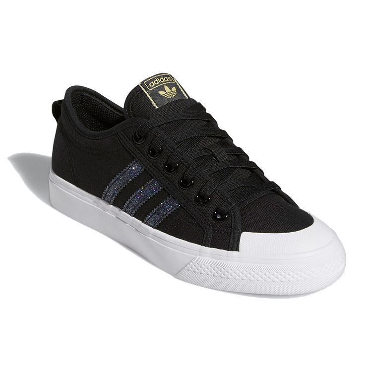 Adidas Originals Nizza Low Top Skate Shoes Women Sneakers Black Blue FX9004