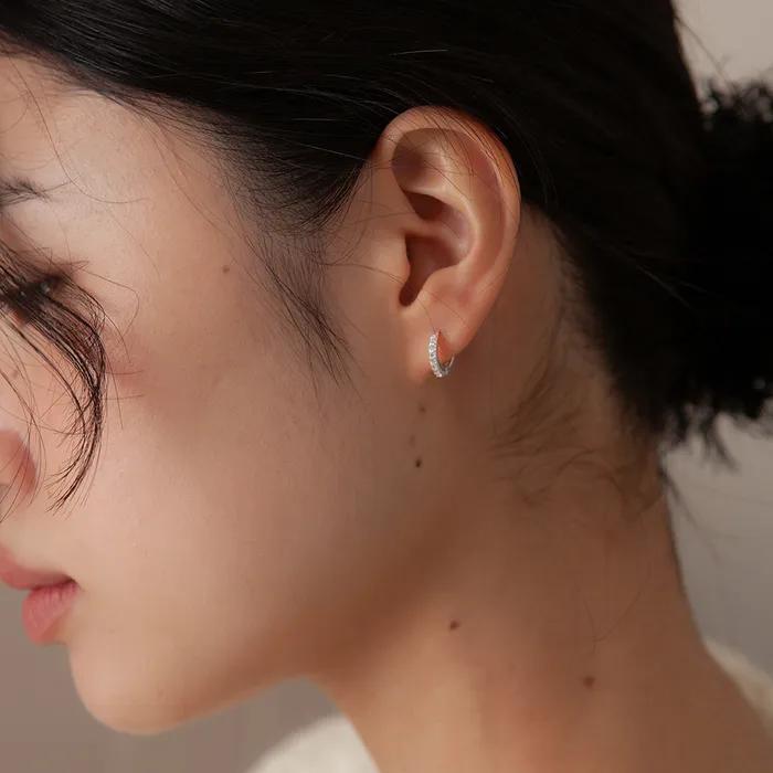 [silver925] mini cubic one touch earring