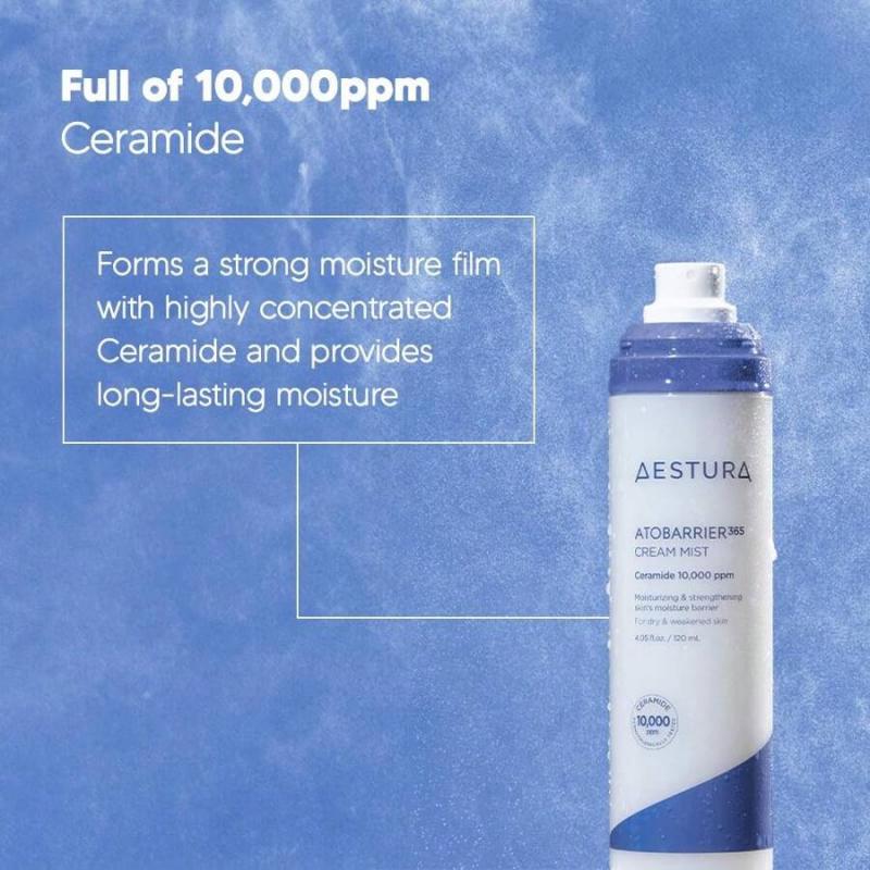 AESTURA ATOBARRIER365 Cream Mist 120ML With 10,000ppm Ceramides | Moisture Barrier Support, Ultra-Fine Hydrating Mist, Suitable For Dry Skin