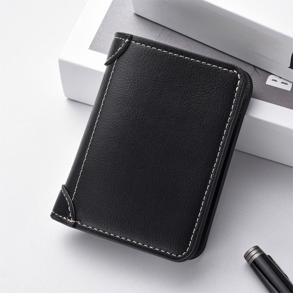 Foldable Wallet Men Short Wallet Slim PU Leather Card Holder Simple Business Clutch Bag  Men