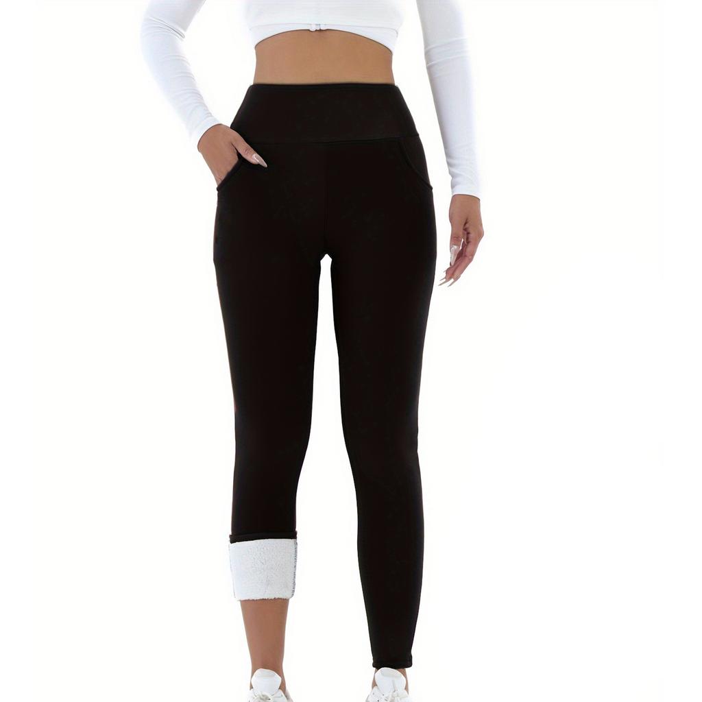 Women's Fashionable Casual High-Stretch -Lined Sports Leggings With Pockets