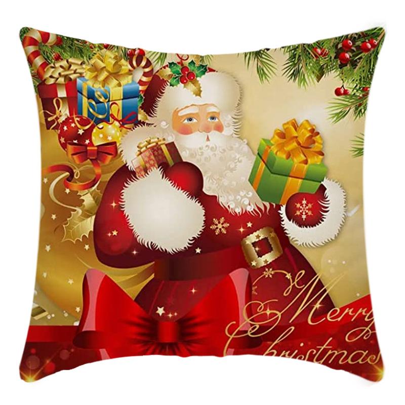New Christmas Santa Claus Pillowcase Home Sofa Cushion Car Cushion Cartoon Christmas Pillowcase