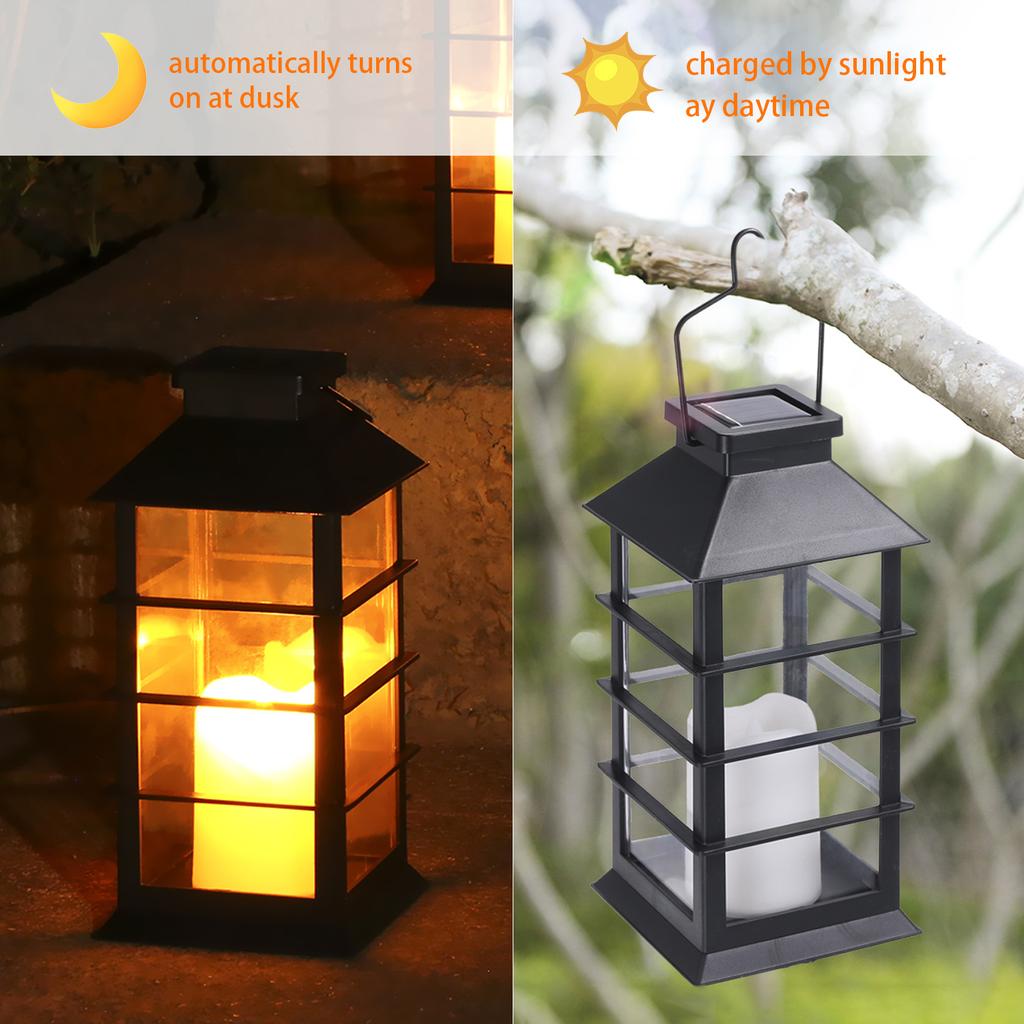 2pcs Solar Lantern Lights with LEDs Flameless Candle Outdoor Garden Hanging Lanterns Decorative For Table Backyard Party